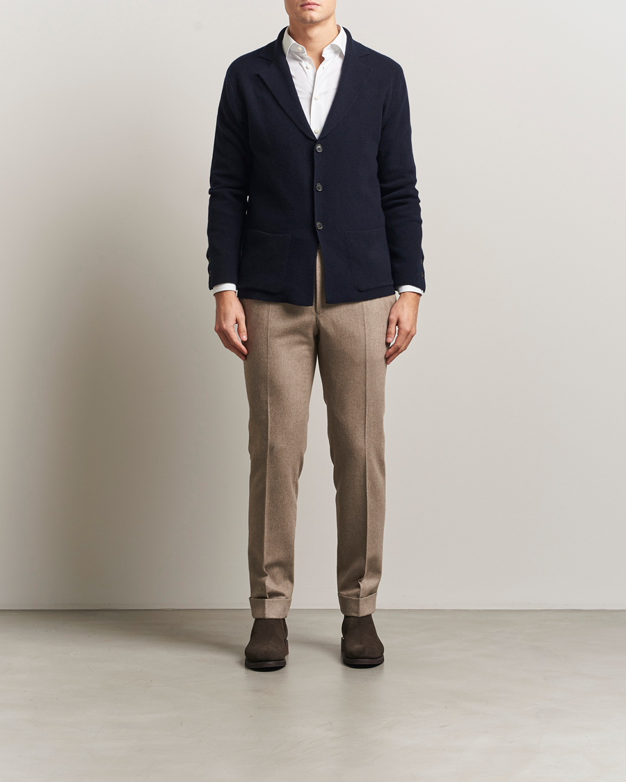 Mies | Pikkutakit | Oscar Jacobson | Antonio Knitted Wool Blazer Navy