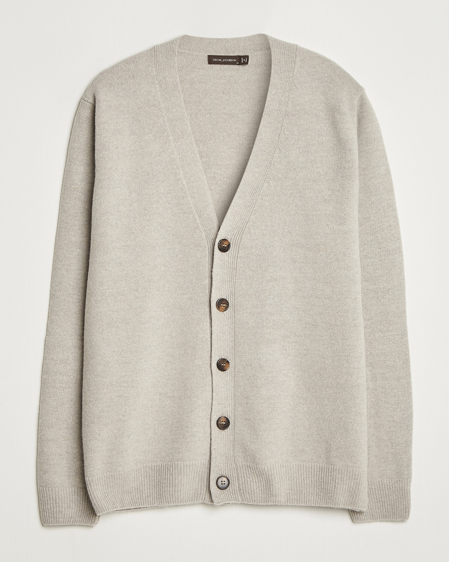 Mies | Puserot | Oscar Jacobson | Eduardo Wool Cardigan Beige