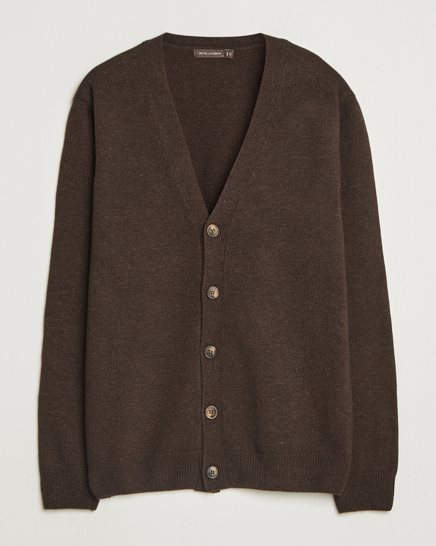 Mies | Puserot | Oscar Jacobson | Eduardo Wool Cardigan Brown
