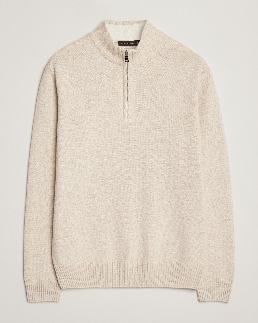 Mies | Puserot | Oscar Jacobson | Paul Wool/Cashmere Half-Zip Creme
