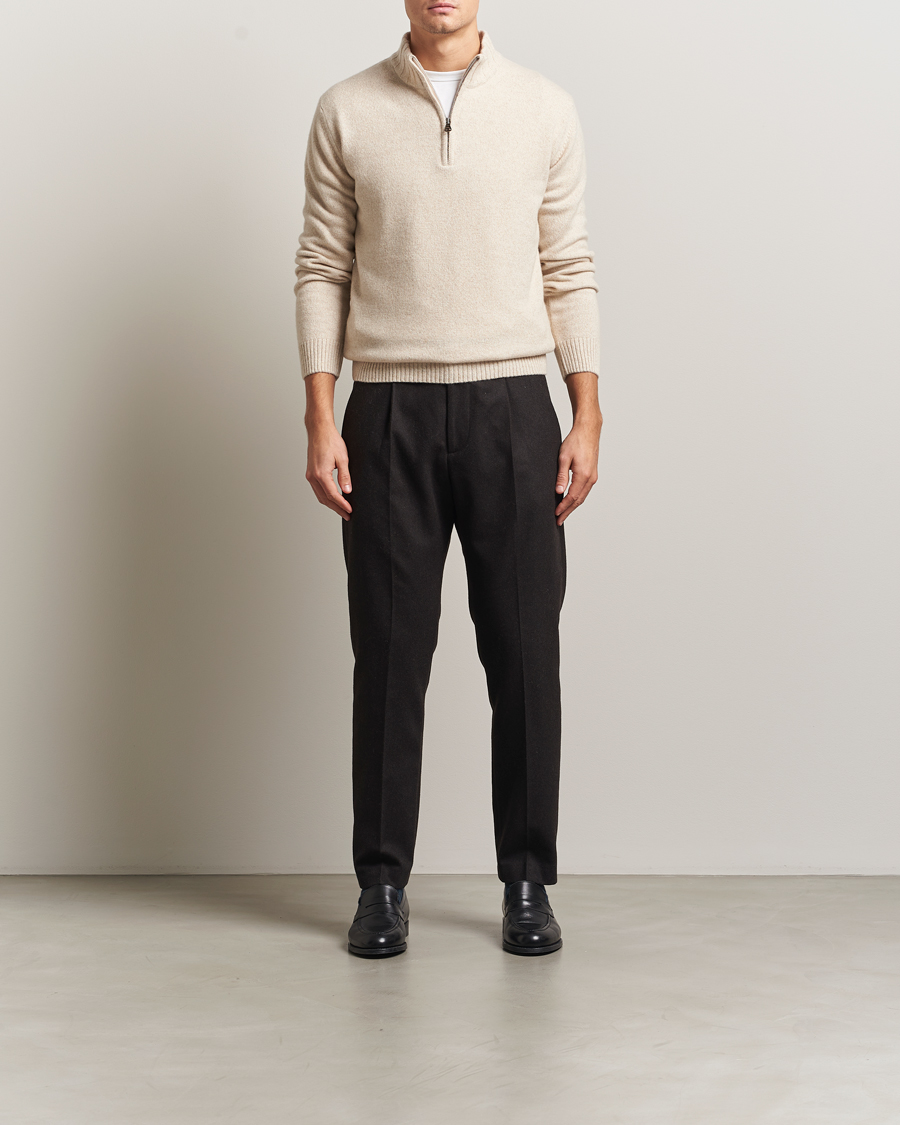 Mies | Puserot | Oscar Jacobson | Paul Wool/Cashmere Half-Zip Creme