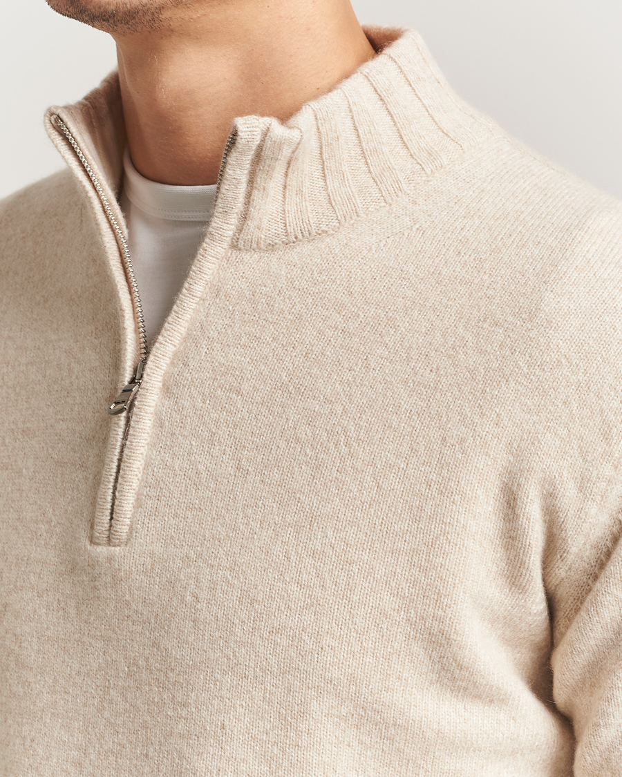 Mies | Puserot | Oscar Jacobson | Paul Wool/Cashmere Half-Zip Creme