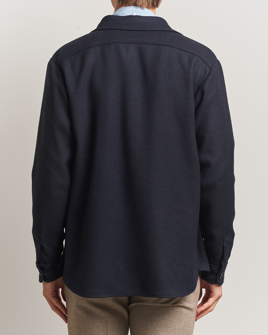 Mies | Takit | Oscar Jacobson | Maverick Wool Overshirt Navy