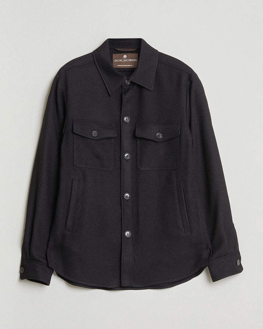 Mies | Takit | Oscar Jacobson | Maverick Wool Overshirt Black