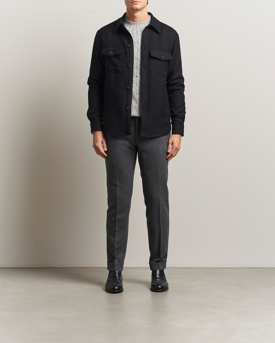 Mies | Takit | Oscar Jacobson | Maverick Wool Overshirt Black