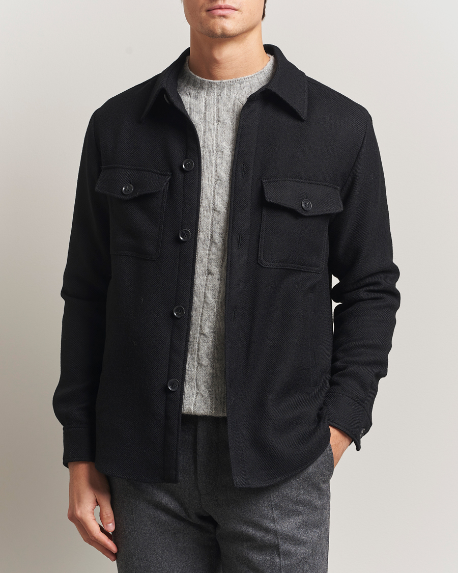 Mies | Takit | Oscar Jacobson | Maverick Wool Overshirt Black