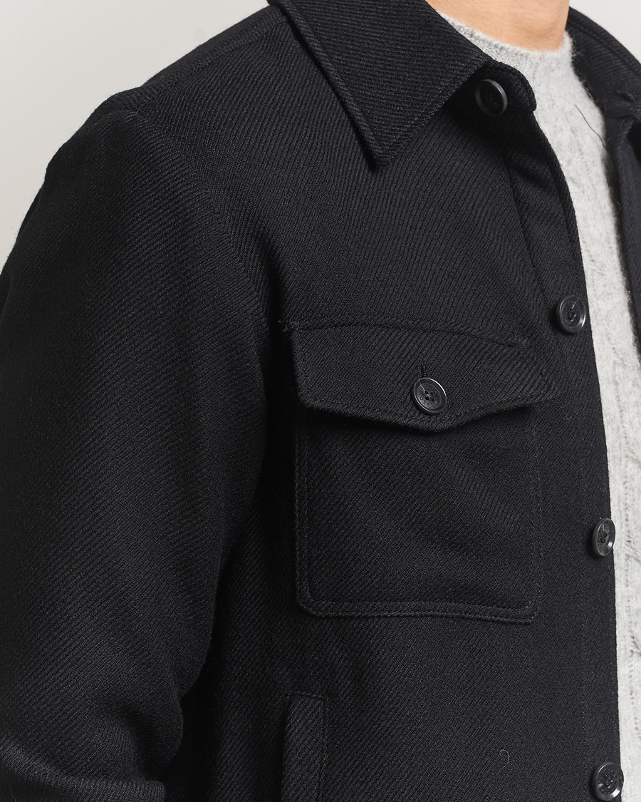 Mies | Takit | Oscar Jacobson | Maverick Wool Overshirt Black