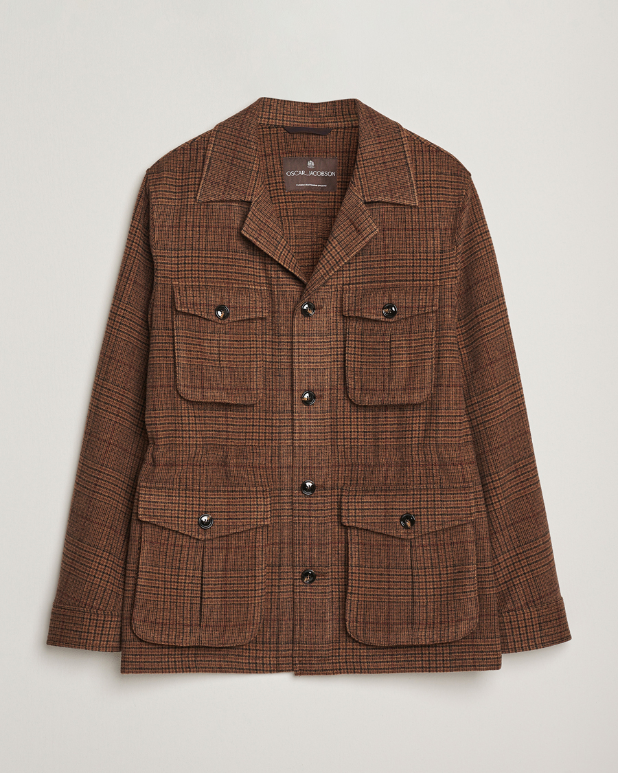 Mies | Takit | Oscar Jacobson | Sirolo Checked Shirt Jacket Brown