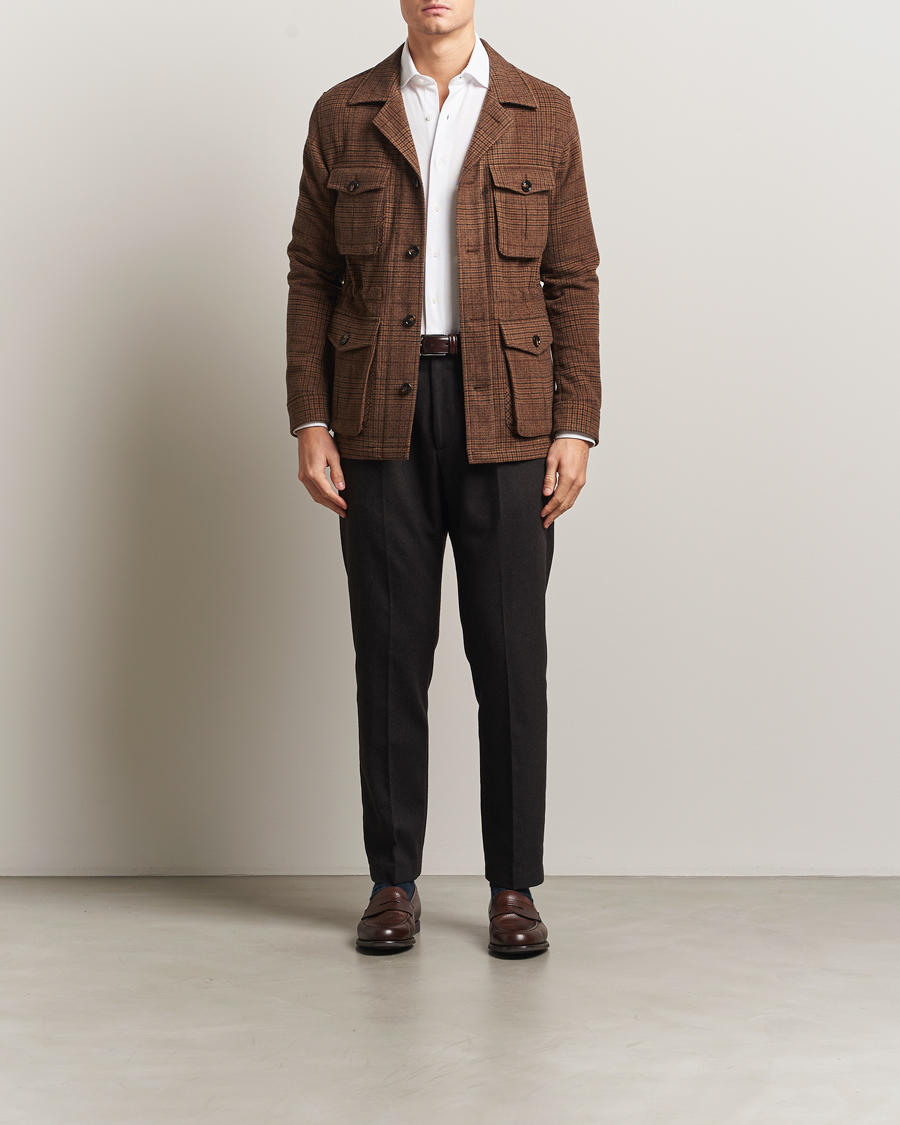 Mies | Takit | Oscar Jacobson | Sirolo Checked Shirt Jacket Brown