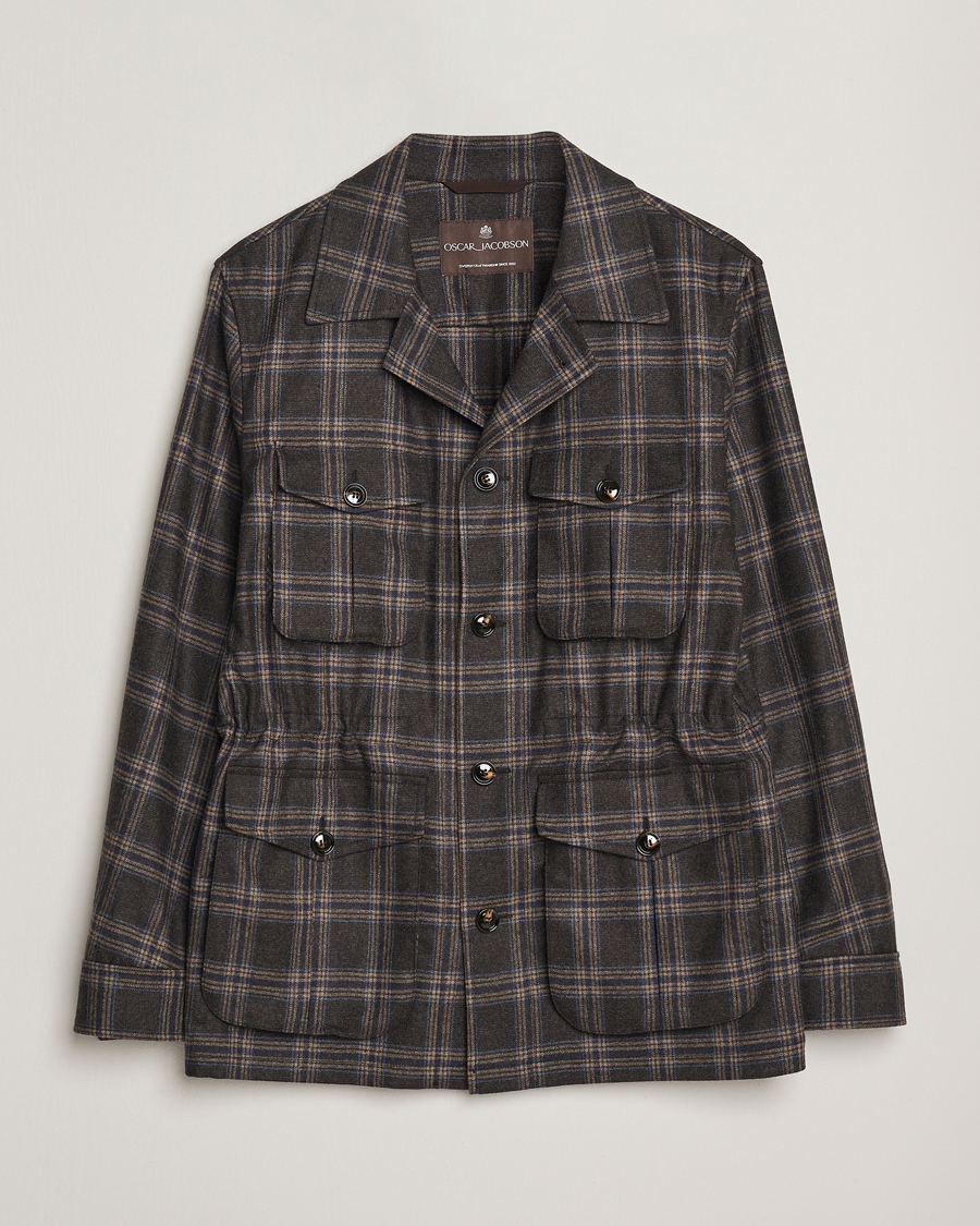Mies | Takit | Oscar Jacobson | Sirolo Checked Shirt Jacket Brown/Blue