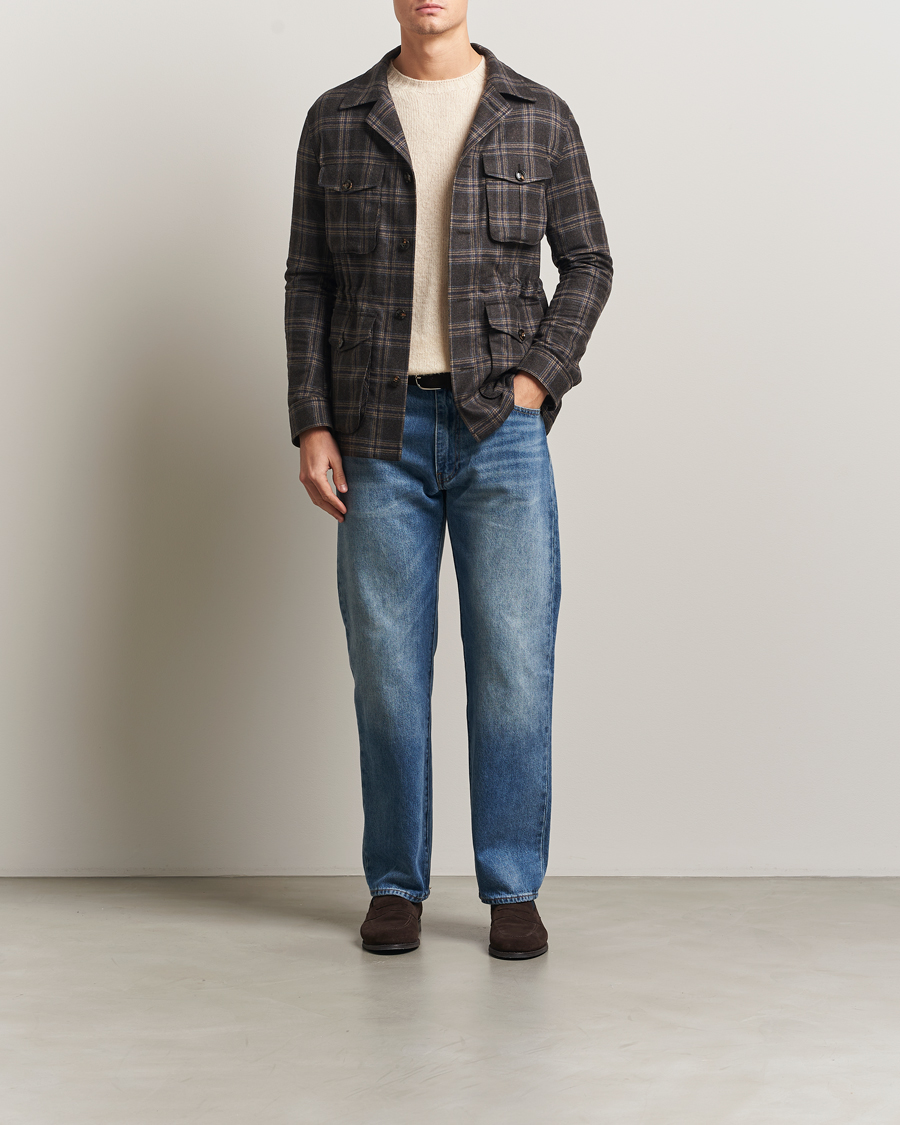 Mies | Takit | Oscar Jacobson | Sirolo Checked Shirt Jacket Brown/Blue