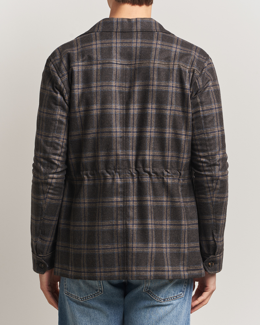 Mies | Takit | Oscar Jacobson | Sirolo Checked Shirt Jacket Brown/Blue