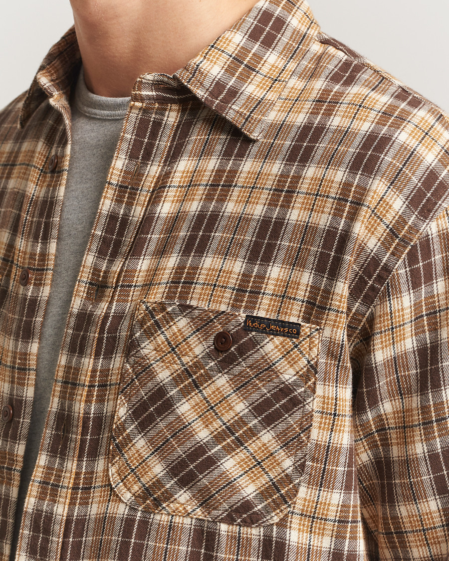 Mies | Kauluspaidat | Nudie Jeans | Julian Checked Worker Shirt Brown