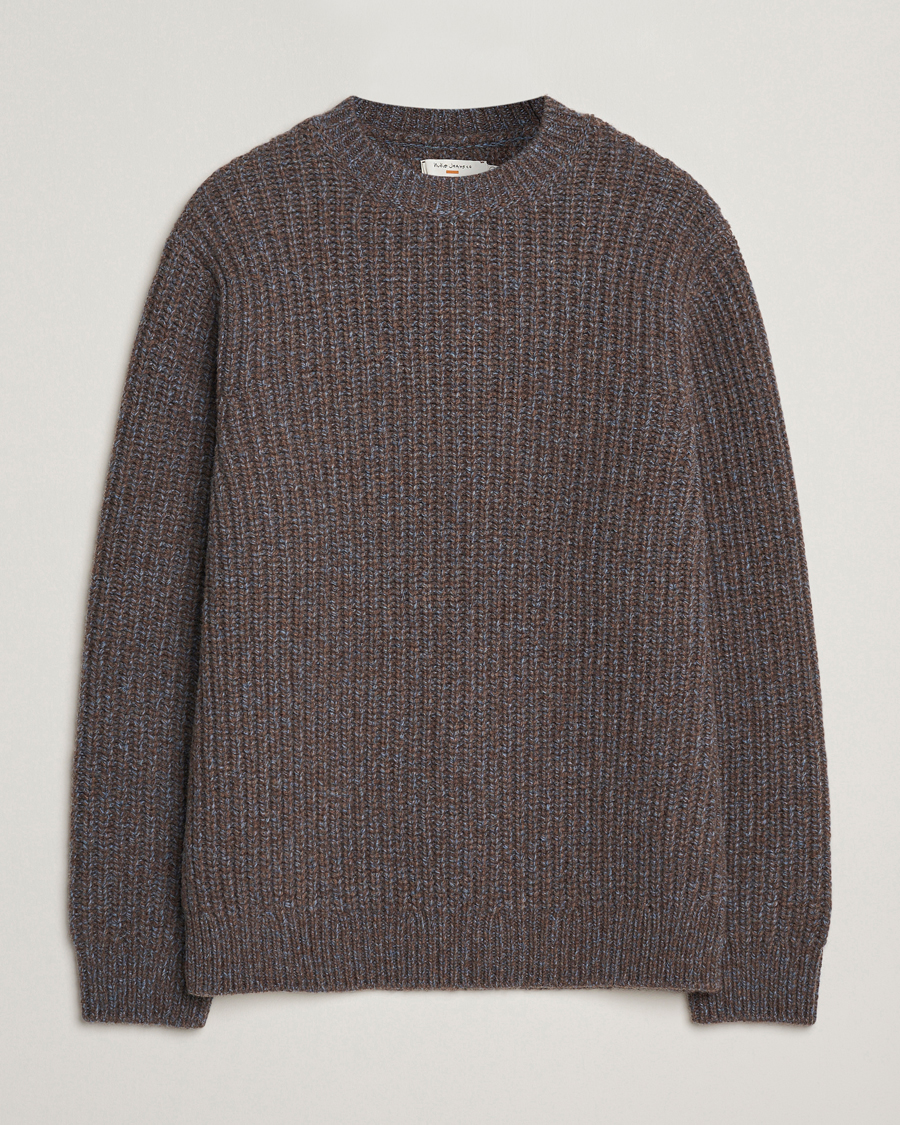 Mies | Puserot | Nudie Jeans | August Chunky Knitted Wool Sweater Brown
