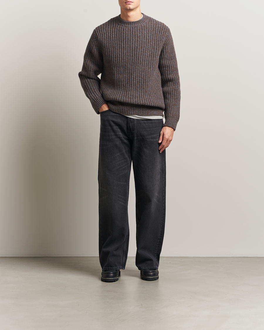 Mies | Puserot | Nudie Jeans | August Chunky Knitted Wool Sweater Brown