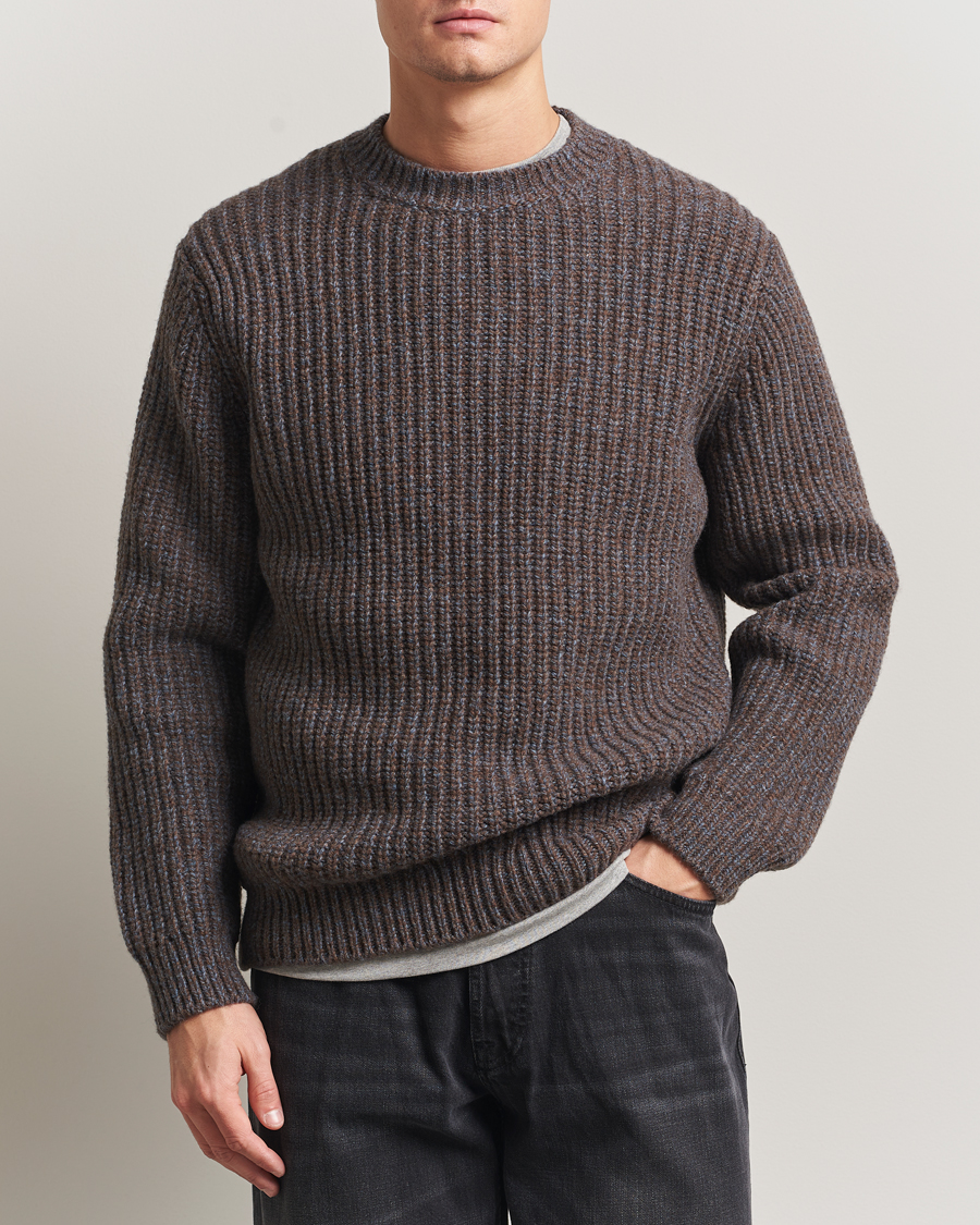 Mies | Puserot | Nudie Jeans | August Chunky Knitted Wool Sweater Brown