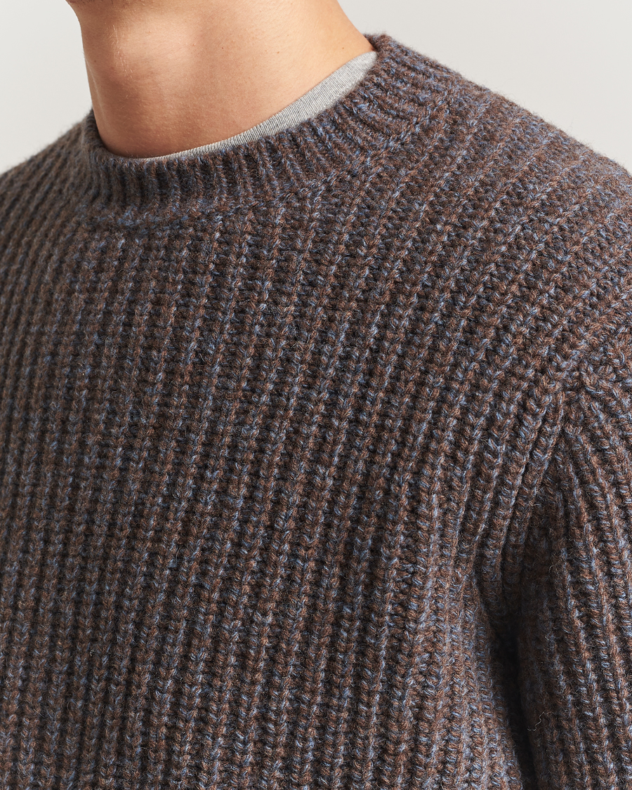 Mies | Puserot | Nudie Jeans | August Chunky Knitted Wool Sweater Brown