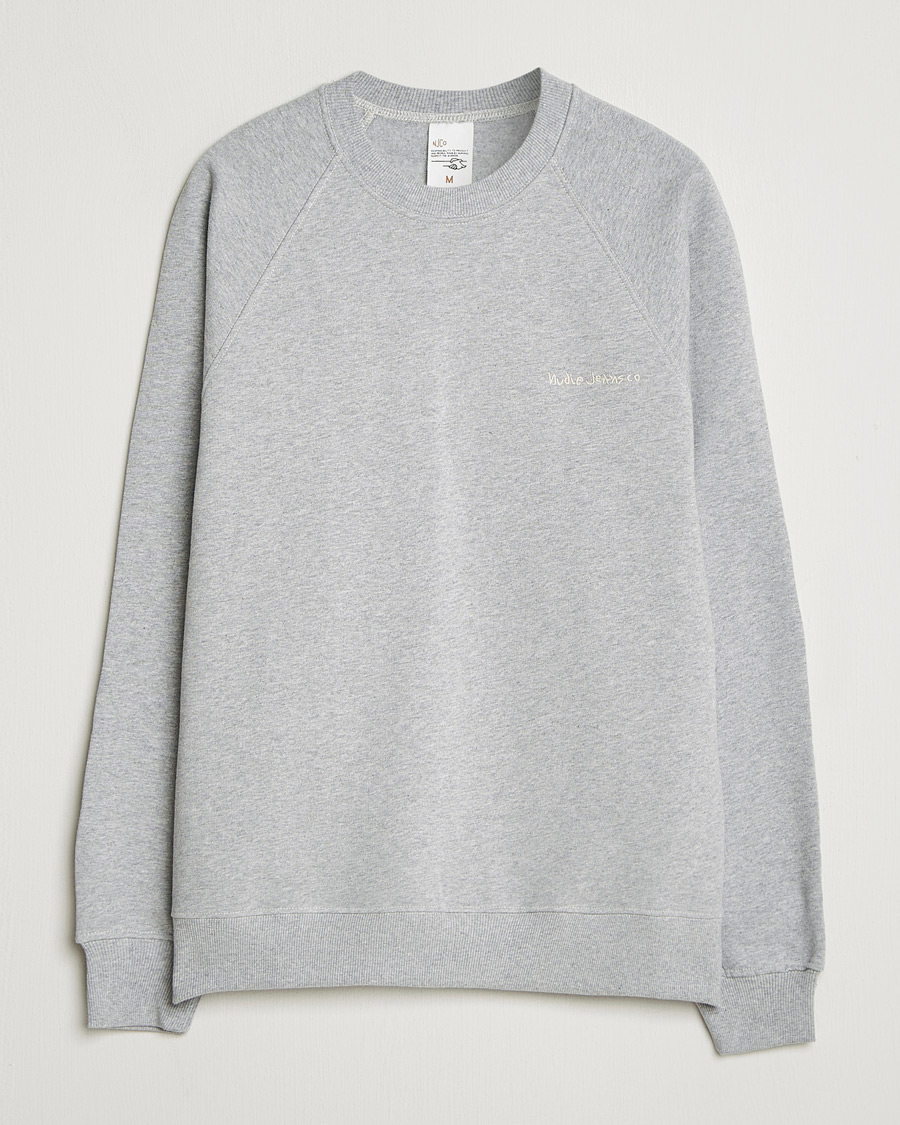 Mies | Puserot | Nudie Jeans | Palle Logo Crew Neck Sweatshirt Grey Melange