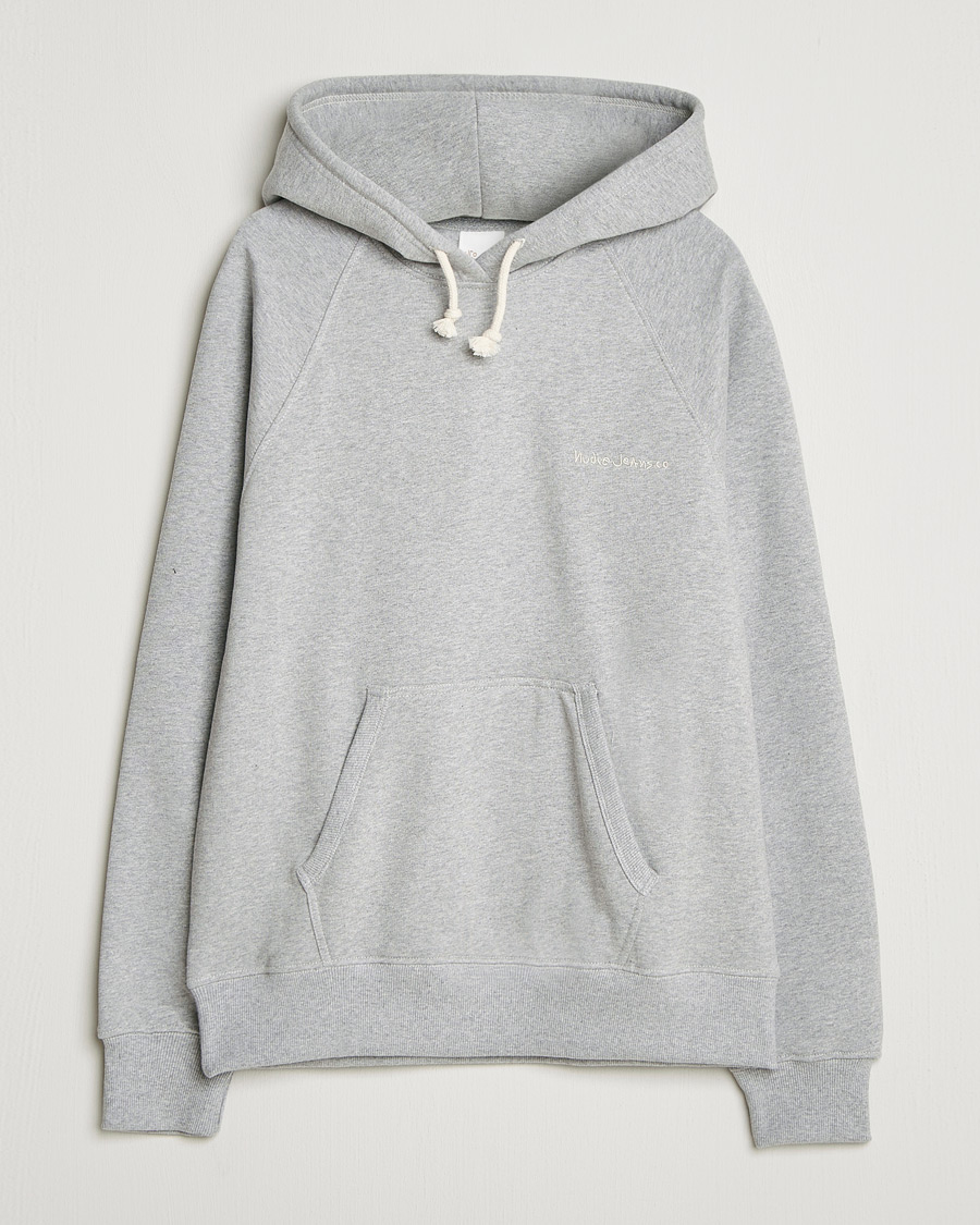 Mies | Puserot | Nudie Jeans | Gunde Logo Hoodie Grey Melange