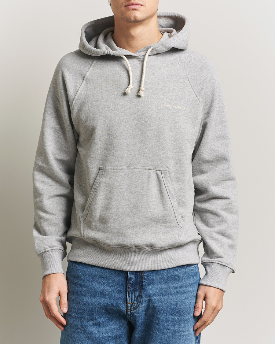 Mies | Puserot | Nudie Jeans | Gunde Logo Hoodie Grey Melange