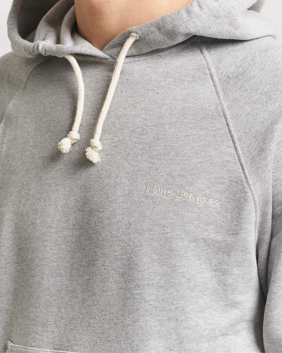 Mies | Puserot | Nudie Jeans | Gunde Logo Hoodie Grey Melange