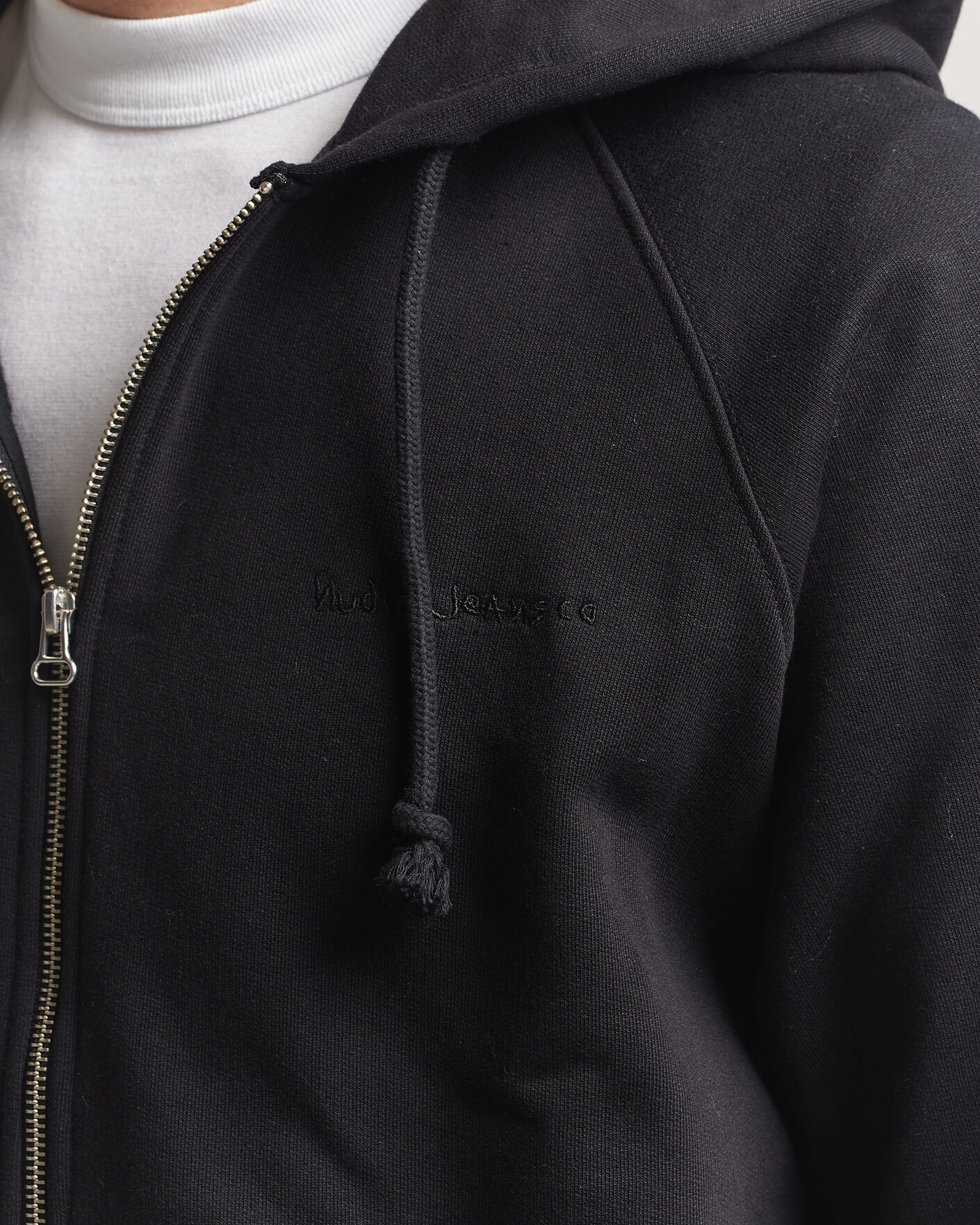Mies | Puserot | Nudie Jeans | Gunde Logo Full Zip Hoodie Black