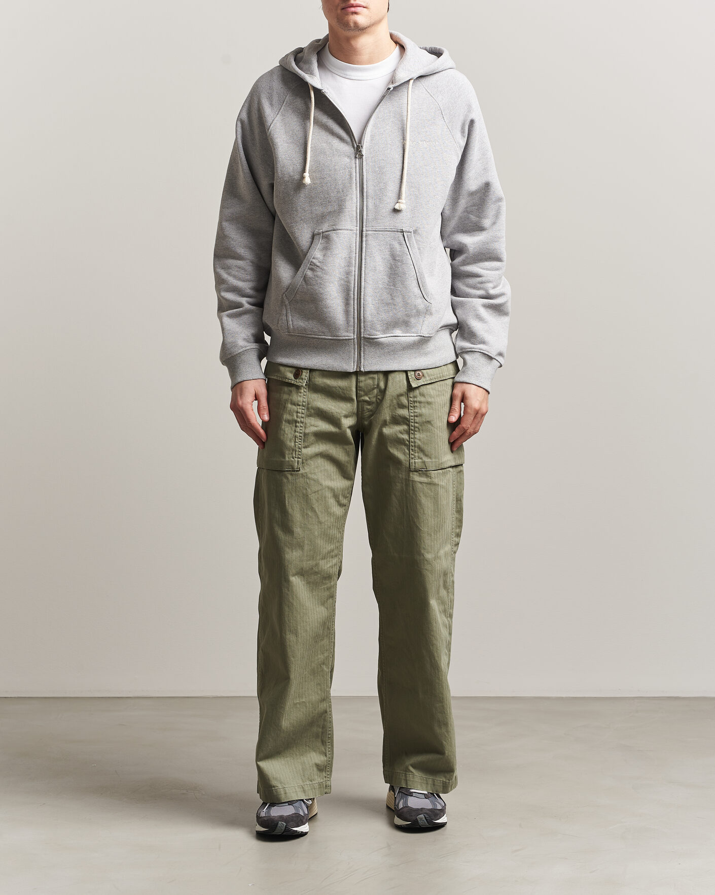 Mies | Puserot | Nudie Jeans | Gunde Logo Full Zip Hoodie Grey Melange