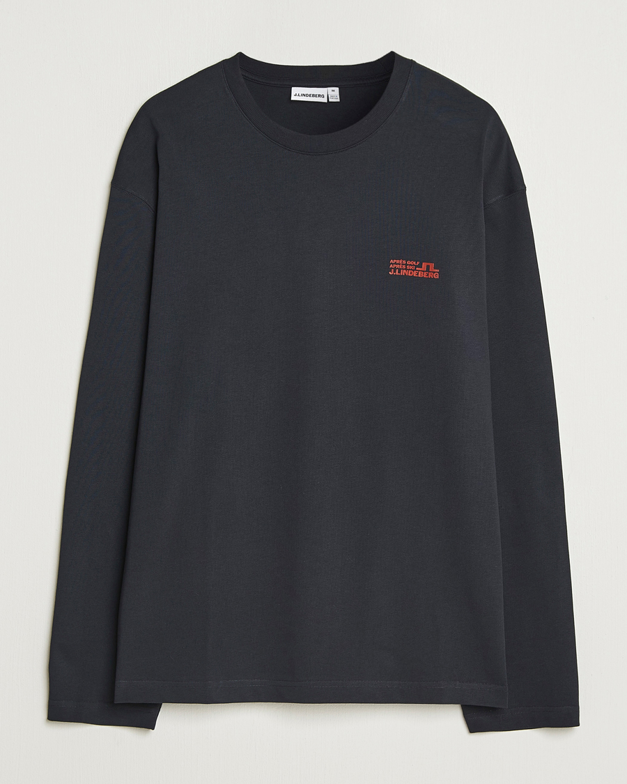 Mies | T-paidat | J.Lindeberg | Walsh Printed Long Sleeve T-Shirt Black