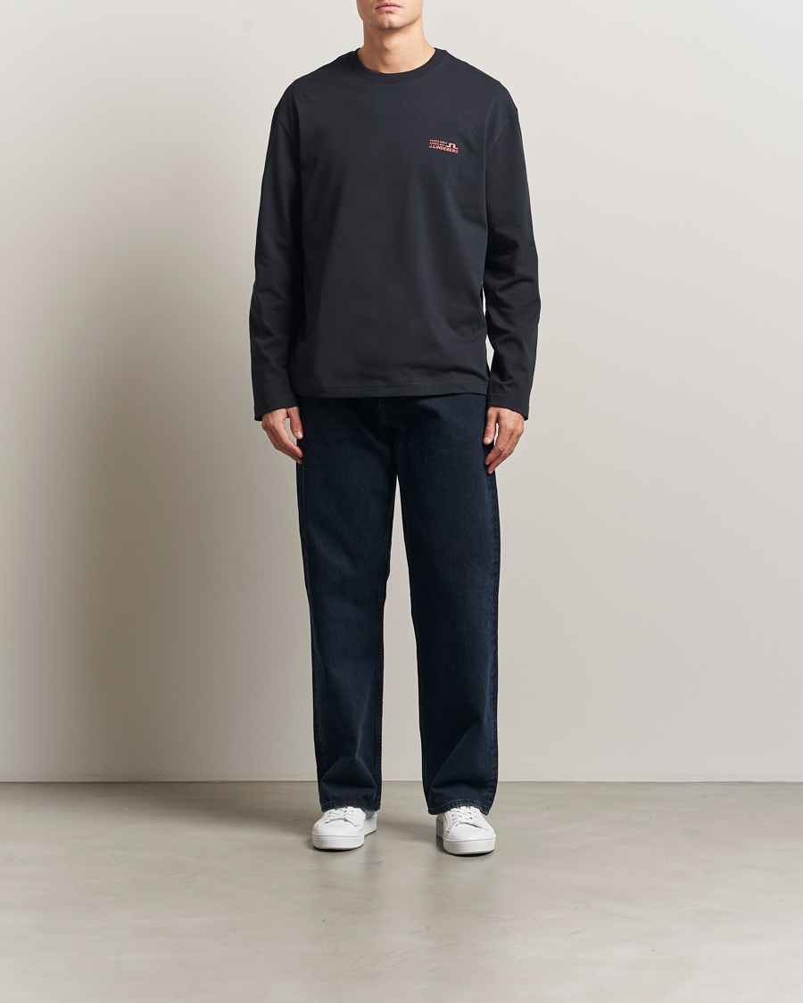 Mies | T-paidat | J.Lindeberg | Walsh Printed Long Sleeve T-Shirt Black