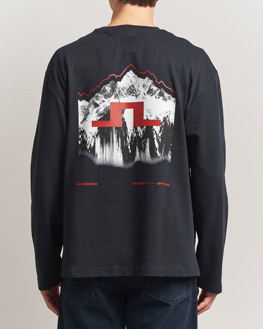Mies | T-paidat | J.Lindeberg | Walsh Printed Long Sleeve T-Shirt Black