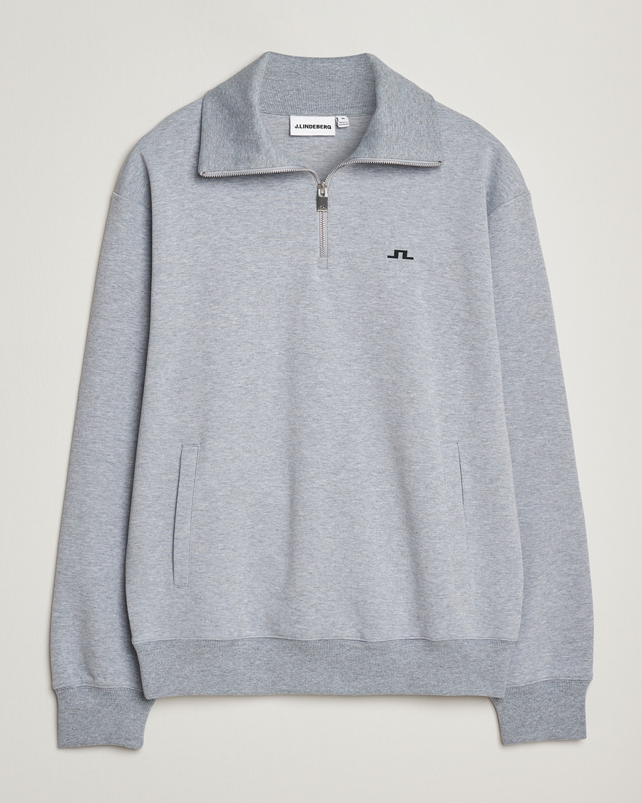 Mies | Puserot | J.Lindeberg | Callan Jersey Half Zip Medium Grey Melange
