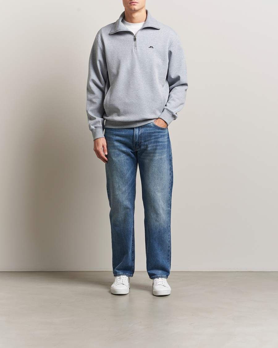 Mies | Puserot | J.Lindeberg | Callan Jersey Half Zip Medium Grey Melange