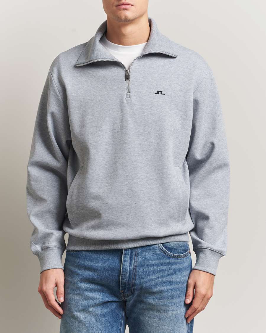 Mies | Puserot | J.Lindeberg | Callan Jersey Half Zip Medium Grey Melange