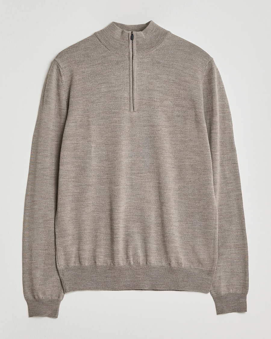 Mies | Puserot | J.Lindeberg | Kiyan Merino Half Zip Brindle Melange