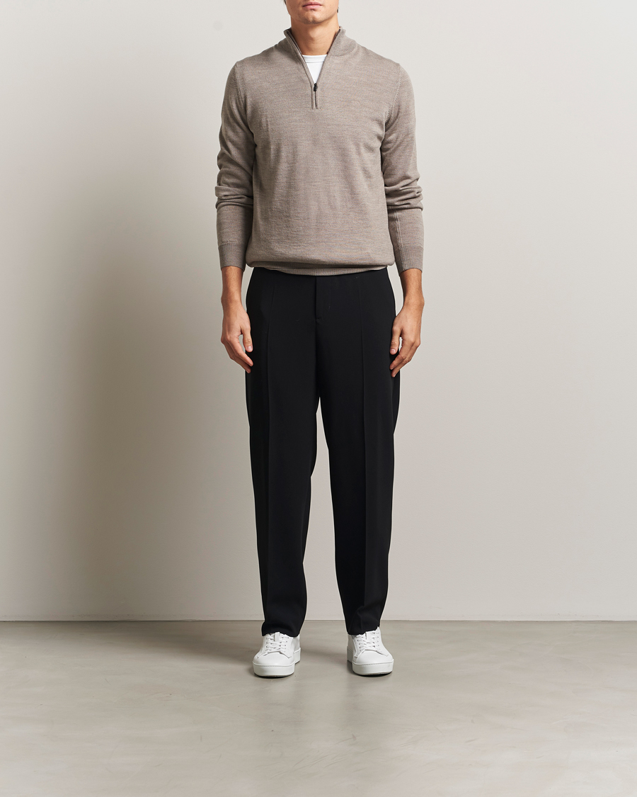 Mies | Puserot | J.Lindeberg | Kiyan Merino Half Zip Brindle Melange
