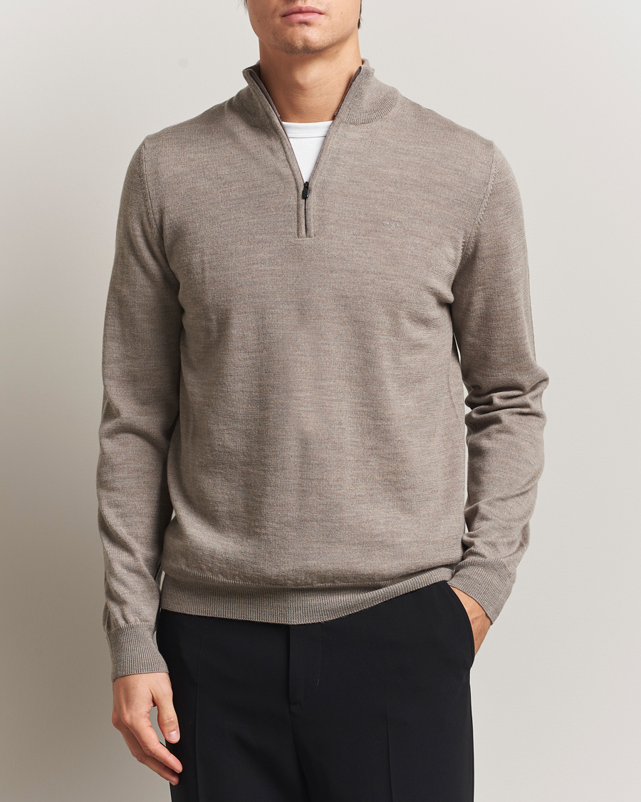 Mies | Puserot | J.Lindeberg | Kiyan Merino Half Zip Brindle Melange