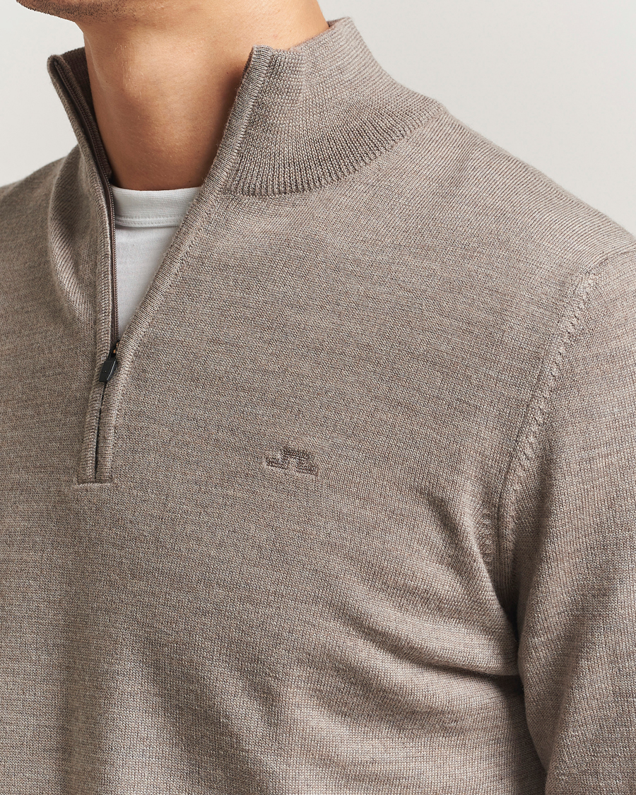 Mies | Puserot | J.Lindeberg | Kiyan Merino Half Zip Brindle Melange