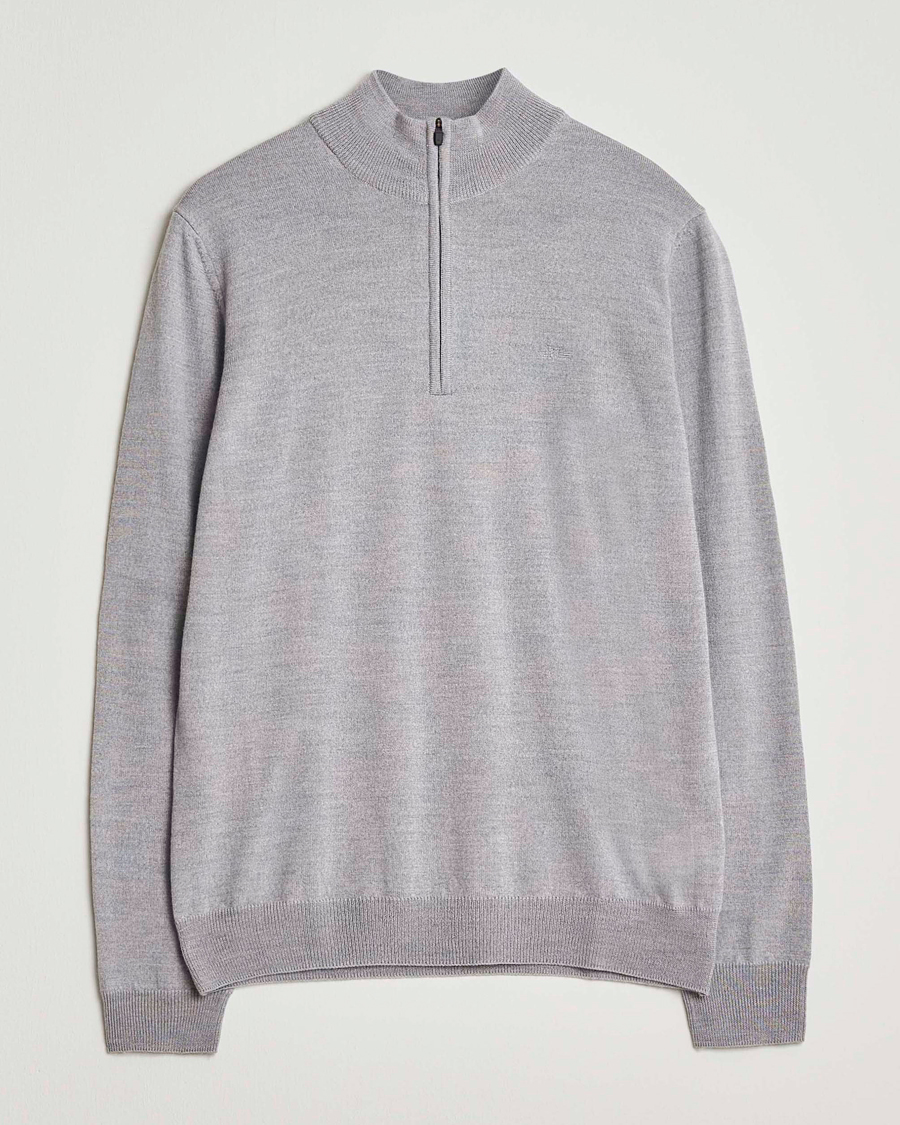 Mies | Puserot | J.Lindeberg | Kiyan Merino Half Zip Medium Grey Melange