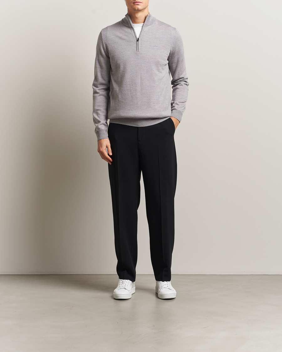 Mies | Puserot | J.Lindeberg | Kiyan Merino Half Zip Medium Grey Melange