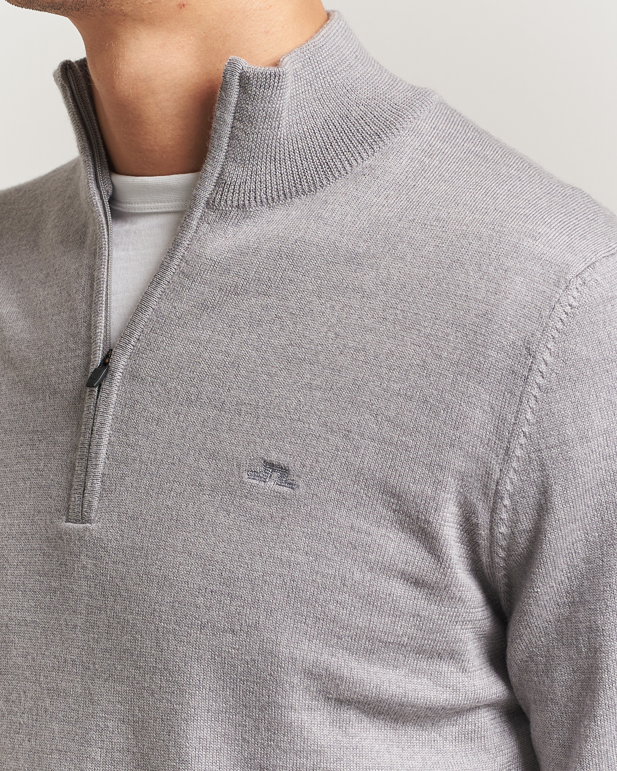 Mies | Puserot | J.Lindeberg | Kiyan Merino Half Zip Medium Grey Melange