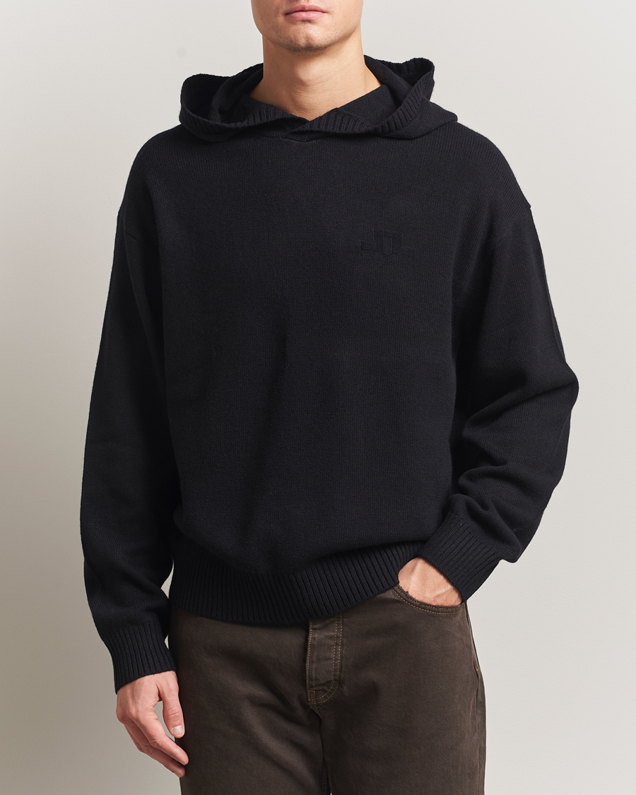 Mies | Puserot | J.Lindeberg | Edward Wool Knitted Hoodie Black