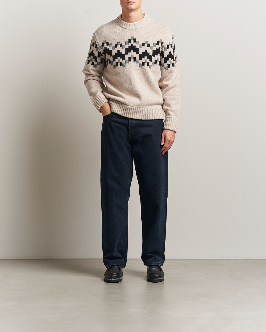 Mies | Puserot | J.Lindeberg | Faris Wool Knitted Fairisle Sweater Moonbeam