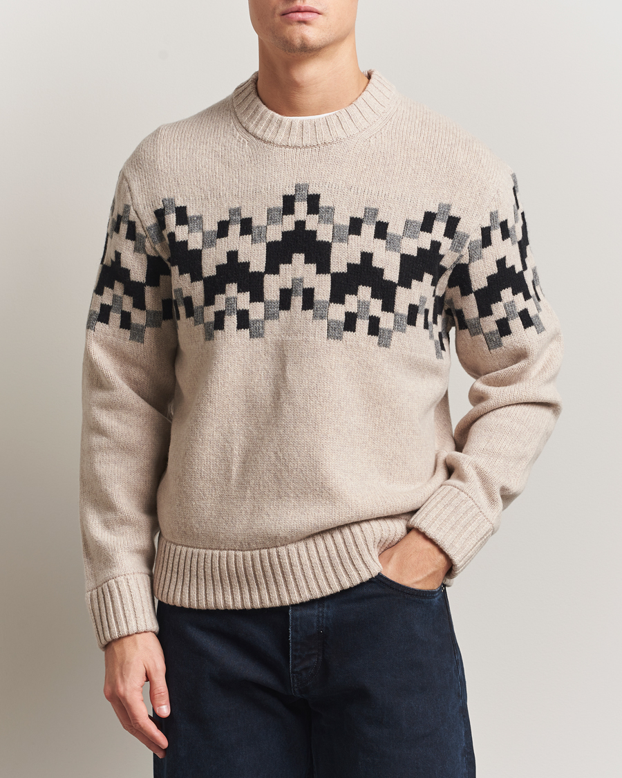 Mies | Puserot | J.Lindeberg | Faris Wool Knitted Fairisle Sweater Moonbeam