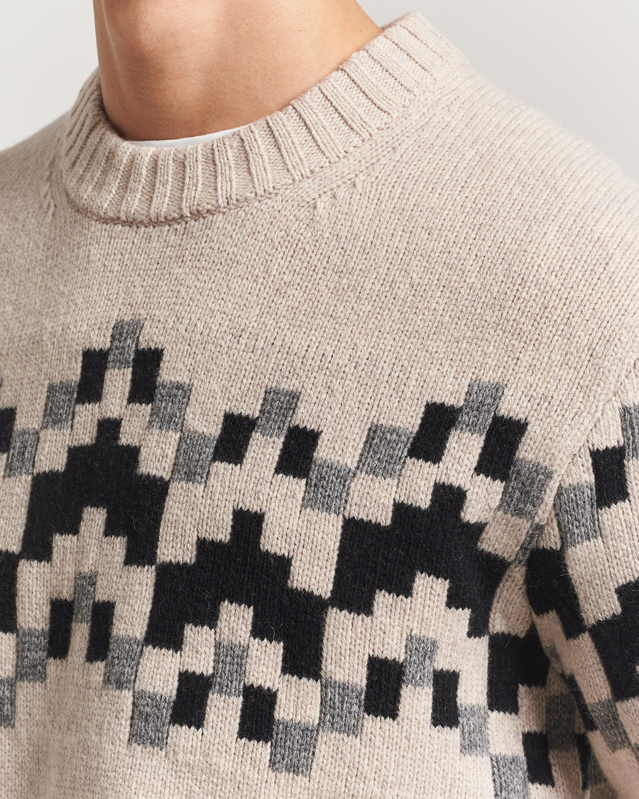 Mies | Puserot | J.Lindeberg | Faris Wool Knitted Fairisle Sweater Moonbeam