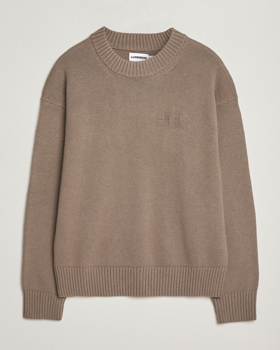 Mies | Puserot | J.Lindeberg | Eddy Wool/Cotton Knitted Sweater Brindle