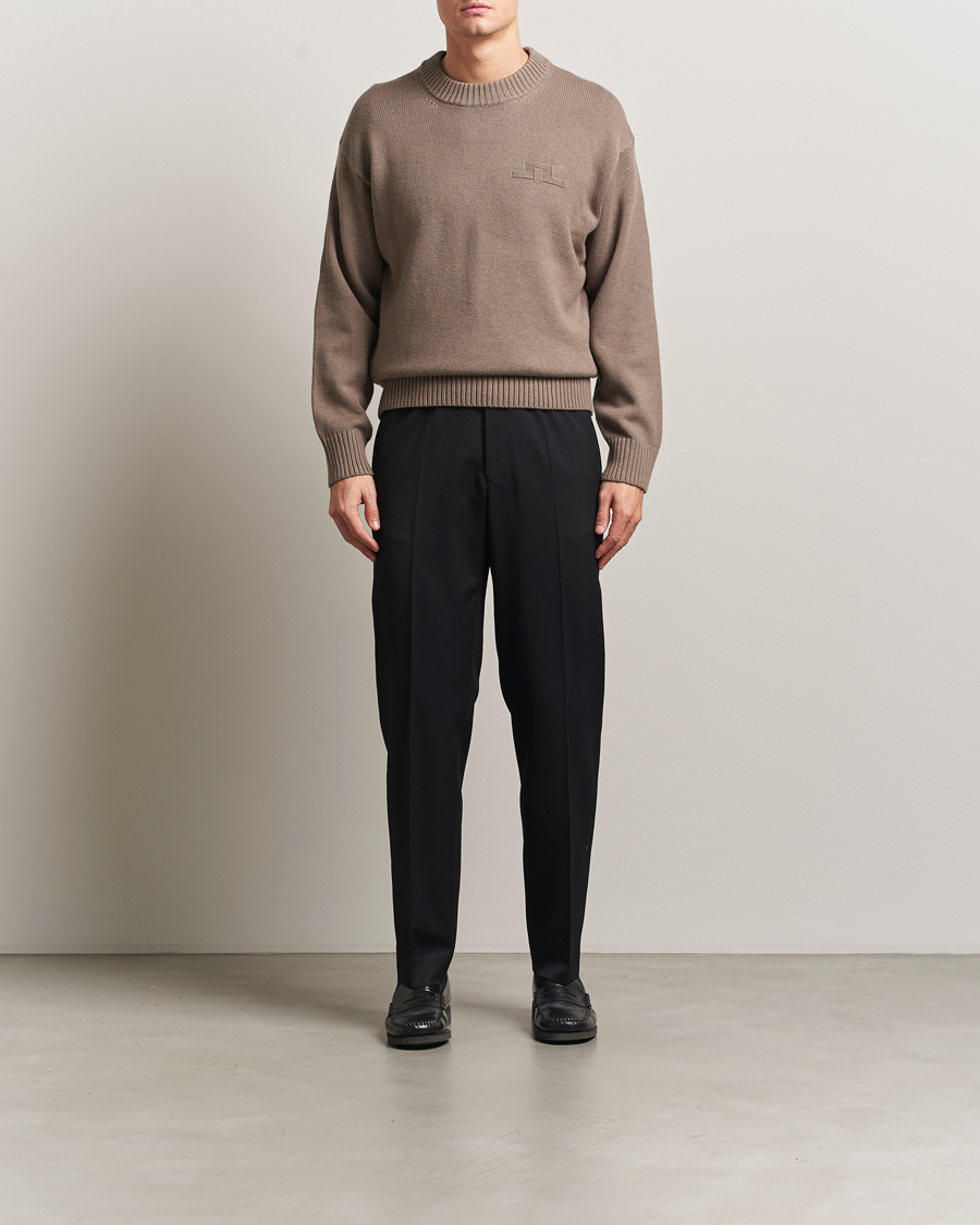 Mies | Puserot | J.Lindeberg | Eddy Wool/Cotton Knitted Sweater Brindle