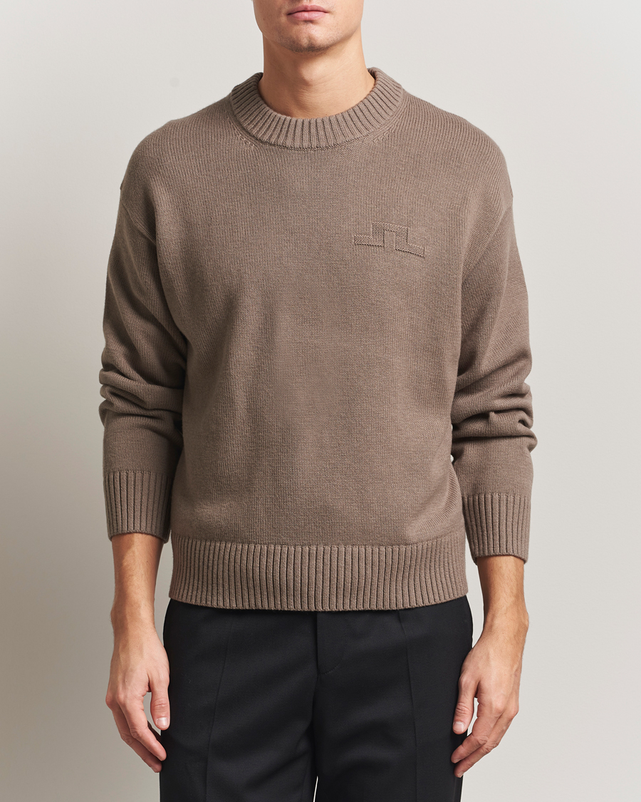 Mies | Puserot | J.Lindeberg | Eddy Wool/Cotton Knitted Sweater Brindle