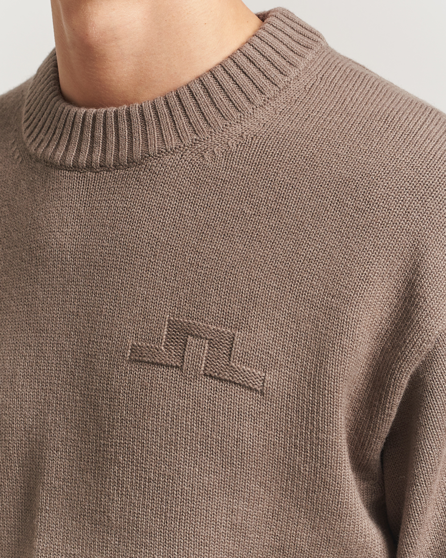 Mies | Puserot | J.Lindeberg | Eddy Wool/Cotton Knitted Sweater Brindle