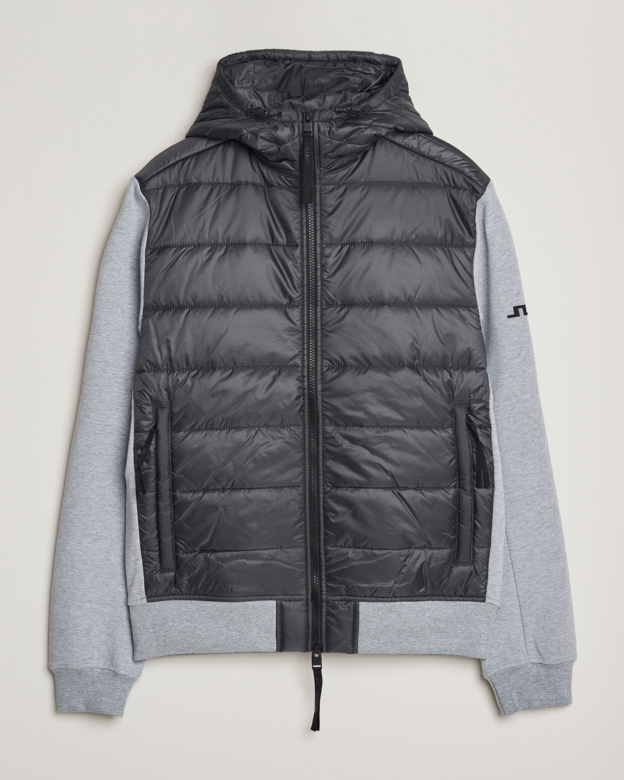 Mies | Puserot | J.Lindeberg | Seth Hybrid Hooded Full Zip Medium Grey Melange