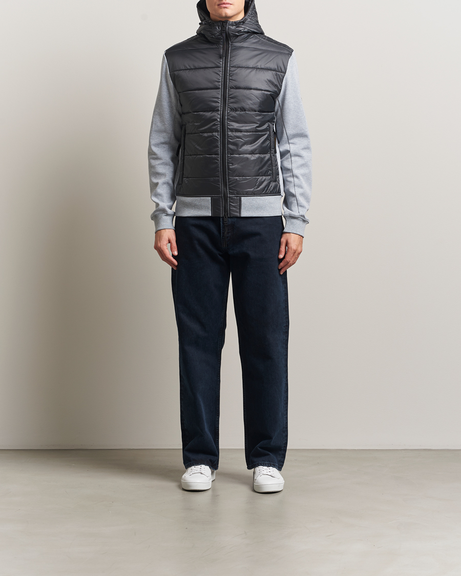 Mies | Puserot | J.Lindeberg | Seth Hybrid Hooded Full Zip Medium Grey Melange
